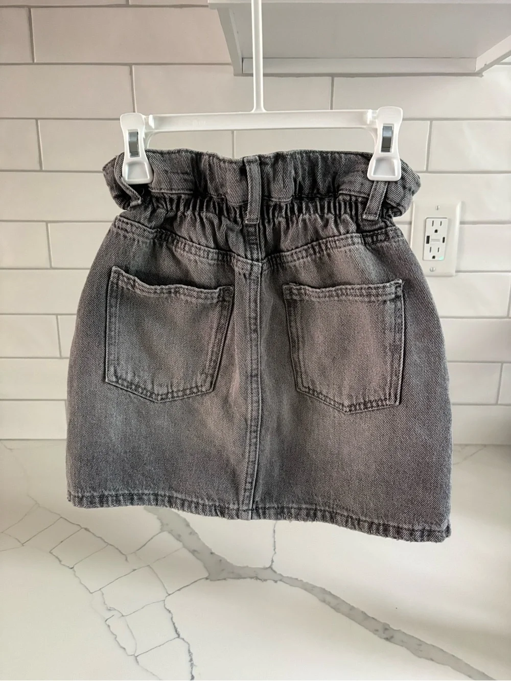 ZARA Girls Black Washed Denim Skirt